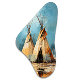 Yellow Native Tipi Rhythms Collage III - Asymmetric Metal Wall Art