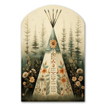 Beige Native Tipi Serenity In Nature - Asymmetric Metal Wall Art