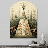 Beige Native Tipi Serenity In Nature - Asymmetric Metal Wall Art