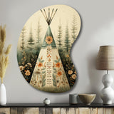 Beige Native Tipi Serenity In Nature - Asymmetric Metal Wall Art