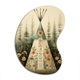 Beige Native Tipi Serenity In Nature - Asymmetric Metal Wall Art