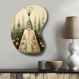 Beige Native Tipi Serenity In Nature - Asymmetric Metal Wall Art