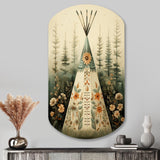 Beige Native Tipi Serenity In Nature - Asymmetric Metal Wall Art