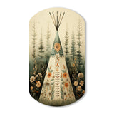 Beige Native Tipi Serenity In Nature - Asymmetric Metal Wall Art