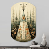 Beige Native Tipi Serenity In Nature - Asymmetric Metal Wall Art