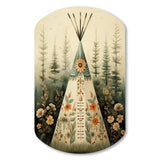 Beige Native Tipi Serenity In Nature - Asymmetric Metal Wall Art