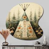 Beige Native Tipi Serenity In Nature - Asymmetric Metal Wall Art