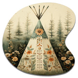 Beige Native Tipi Serenity In Nature - Asymmetric Metal Wall Art