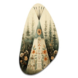 Beige Native Tipi Serenity In Nature - Asymmetric Metal Wall Art