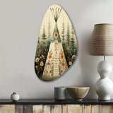 Beige Native Tipi Serenity In Nature - Asymmetric Metal Wall Art