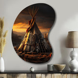 Beige Black Native Tipi Soulful Sanctuary - Asymmetric Metal Wall Art