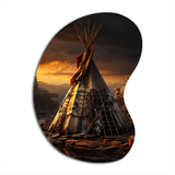 Beige Black Native Tipi Soulful Sanctuary - Asymmetric Metal Wall Art