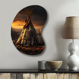 Beige Black Native Tipi Soulful Sanctuary - Asymmetric Metal Wall Art