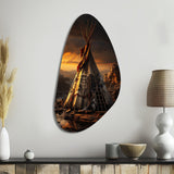 Beige Black Native Tipi Soulful Sanctuary - Asymmetric Metal Wall Art