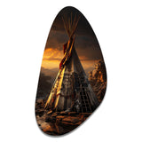 Beige Black Native Tipi Soulful Sanctuary - Asymmetric Metal Wall Art