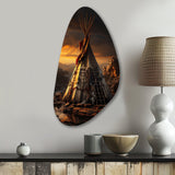 Beige Black Native Tipi Soulful Sanctuary - Asymmetric Metal Wall Art