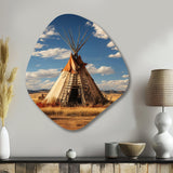 Beige Coral Native Tipi Whispering Winds - Asymmetric Metal Wall Art