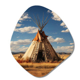 Beige Coral Native Tipi Whispering Winds - Asymmetric Metal Wall Art