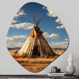 Beige Coral Native Tipi Whispering Winds - Asymmetric Metal Wall Art