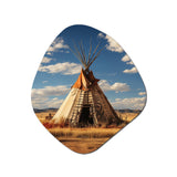 Beige Coral Native Tipi Whispering Winds - Asymmetric Metal Wall Art