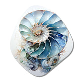 Nautilus Ocean Blue Sheels Symetry - Asymmetric Metal Wall Art