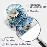 Nautilus Ocean Blue Sheels Symetry - Asymmetric Metal Wall Art