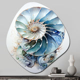 Nautilus Ocean Blue Sheels Symetry - Asymmetric Metal Wall Art