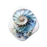 Nautilus Ocean Blue Sheels Symetry - Asymmetric Metal Wall Art