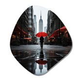 Monochrome Red And Grey New York City Rhythm II - Asymmetric Metal Wall Art