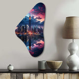 Pink New York Empire State - Asymmetric Metal Wall Art