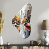 New York Financial District Collage - Asymmetric Metal Wall Art