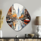 New York Financial District Collage - Asymmetric Metal Wall Art