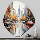 New York Financial District Collage - Asymmetric Metal Wall Art