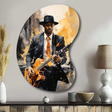 Yellow Black New York Harlem Jazz I - Asymmetric Metal Wall Art