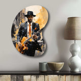 Yellow Black New York Harlem Jazz I - Asymmetric Metal Wall Art