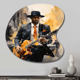 Yellow Black New York Harlem Jazz I - Asymmetric Metal Wall Art