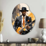 Yellow Black New York Harlem Jazz I - Asymmetric Metal Wall Art