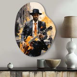 Yellow Black New York Harlem Jazz I - Asymmetric Metal Wall Art