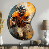 Yellow Football Fragmented Plays - Asymmetric Metal Wall Art