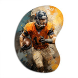 Yellow Football Fragmented Plays - Asymmetric Metal Wall Art