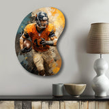 Yellow Football Fragmented Plays - Asymmetric Metal Wall Art