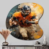 Yellow Football Fragmented Plays - Asymmetric Metal Wall Art