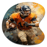 Yellow Football Fragmented Plays - Asymmetric Metal Wall Art