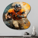 Yellow Football Fragmented Plays - Asymmetric Metal Wall Art