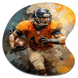 Yellow Football Fragmented Plays - Asymmetric Metal Wall Art