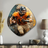 Yellow Football Fragmented Plays - Asymmetric Metal Wall Art