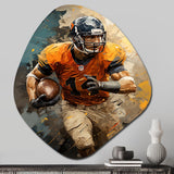 Yellow Football Fragmented Plays - Asymmetric Metal Wall Art