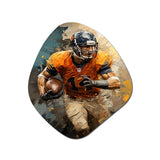 Yellow Football Fragmented Plays - Asymmetric Metal Wall Art