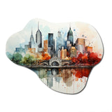 Colorful Nyc Cityscape Watercolor I - Asymmetric Metal Wall Art