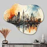 Colorful Nyc Cityscape Watercolor II - Asymmetric Metal Wall Art